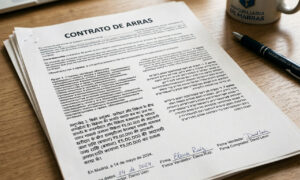 Un contrato de arras escrito con varios idiomas