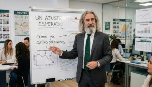 Un agente inmobiliario con aspecto de hombre de otra época