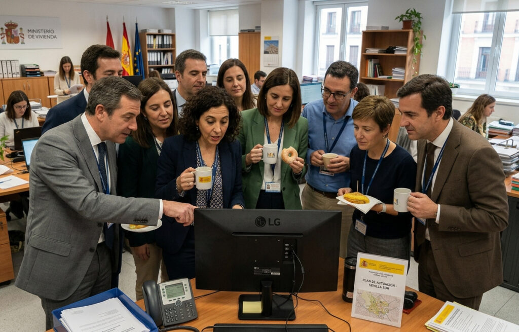 Funcionarios mirando ordenador