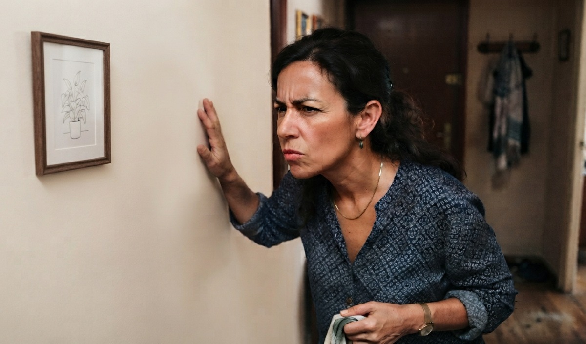 Mujer escuchando al vecino