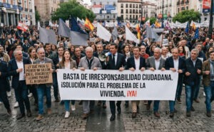 Manifestación de políticos para protestar por el precio de la vivienda