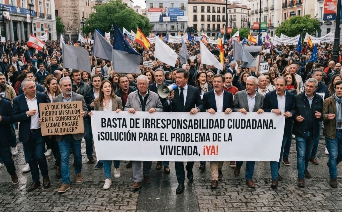 Manifestación de políticos para protestar por el precio de la vivienda